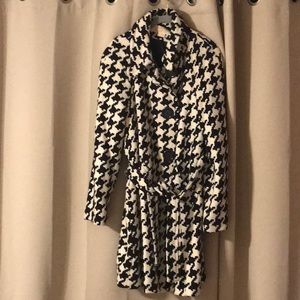 MICHAEL Michael Kors Black and White Houndstooth Coat
